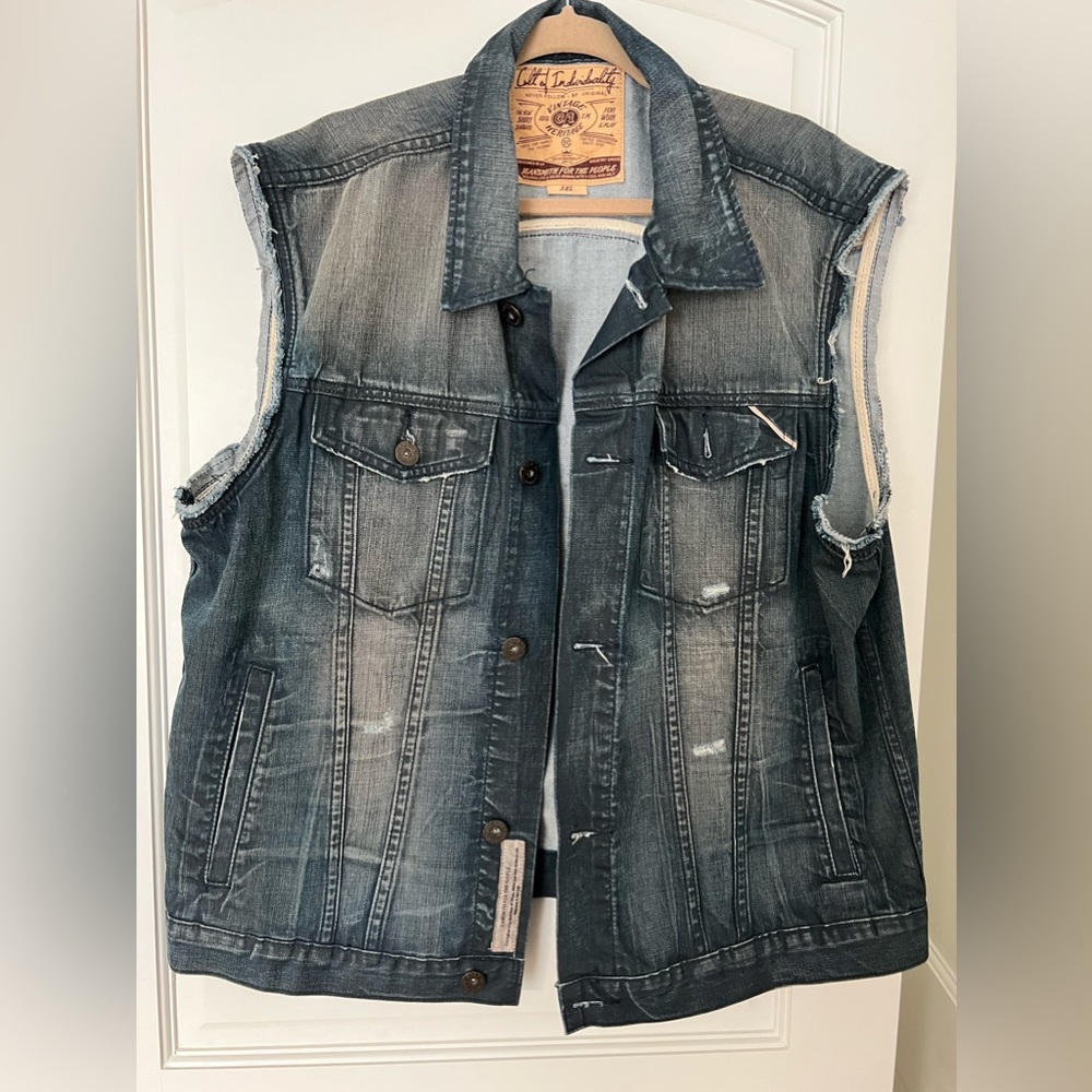 Men’s Cult Of Individuality Denim Jean Vest Size 3XL